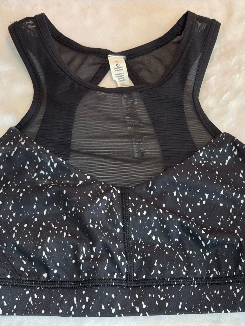 lululemon athletica Black and White Speckled Mesh Sports Bra